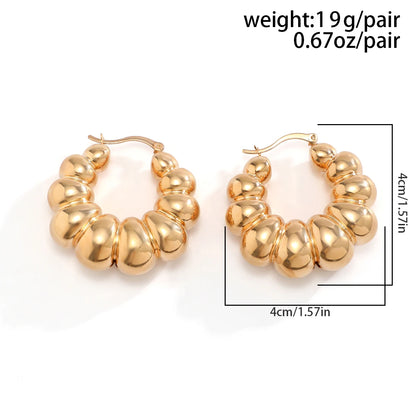 Harlow | Bubble Bead Chunky Hoop Earrings in Gold