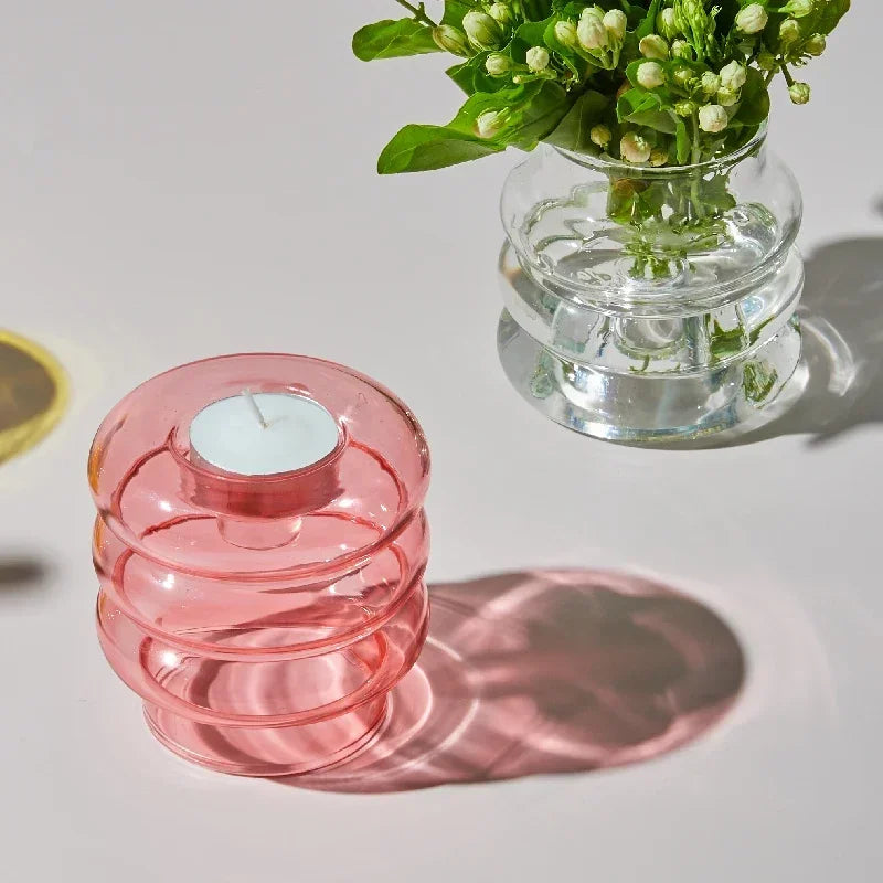 Opal | Ribbed Glass Tealight Candle Holder