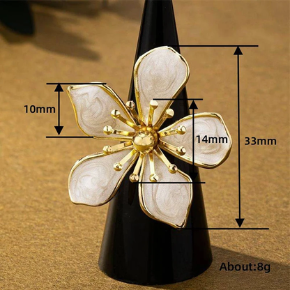 Sable | Enamel Flower Adjustable Ring in White