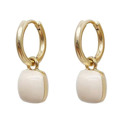 Adele | Square Enamel Pendant Hoop Earrings