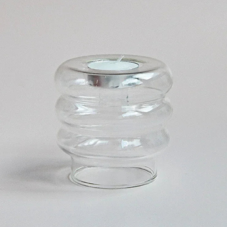 Opal | Ribbed Glass Tealight Candle Holder