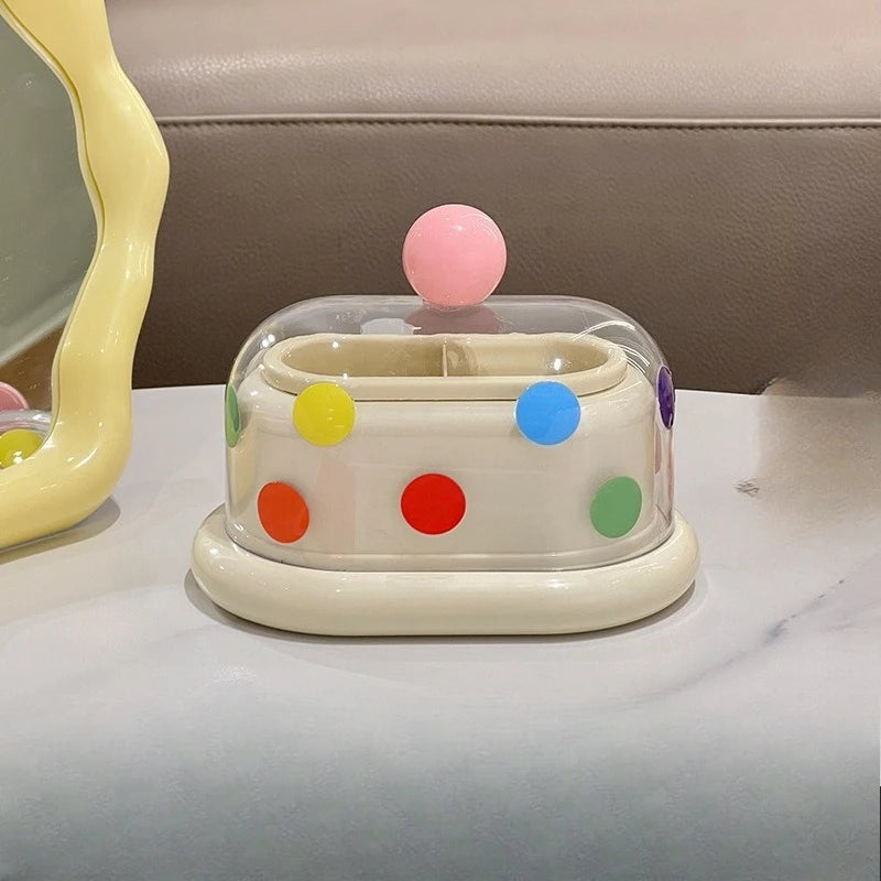 Pippa | Polka Dot Toothpick Cotton Swab Storage Box