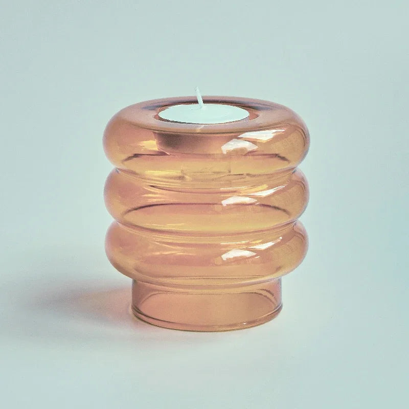 Opal | Ribbed Glass Tealight Candle Holder