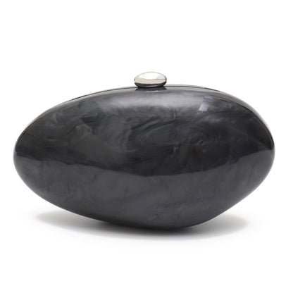 Maren | Oval Pearlescent Acrylic Shell Chain Clutch Bag