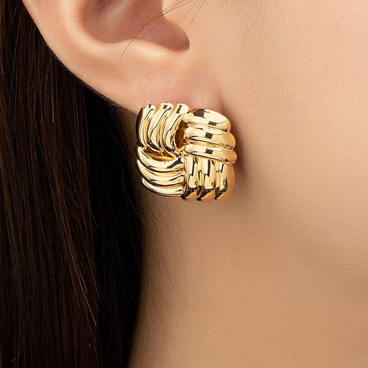 Roux | Woven Knot Square Stud Earrings in Gold