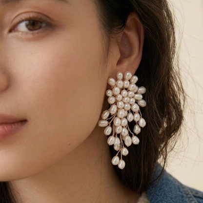 Seraphina | Cascading Tassel Pearl Earrings in Gold