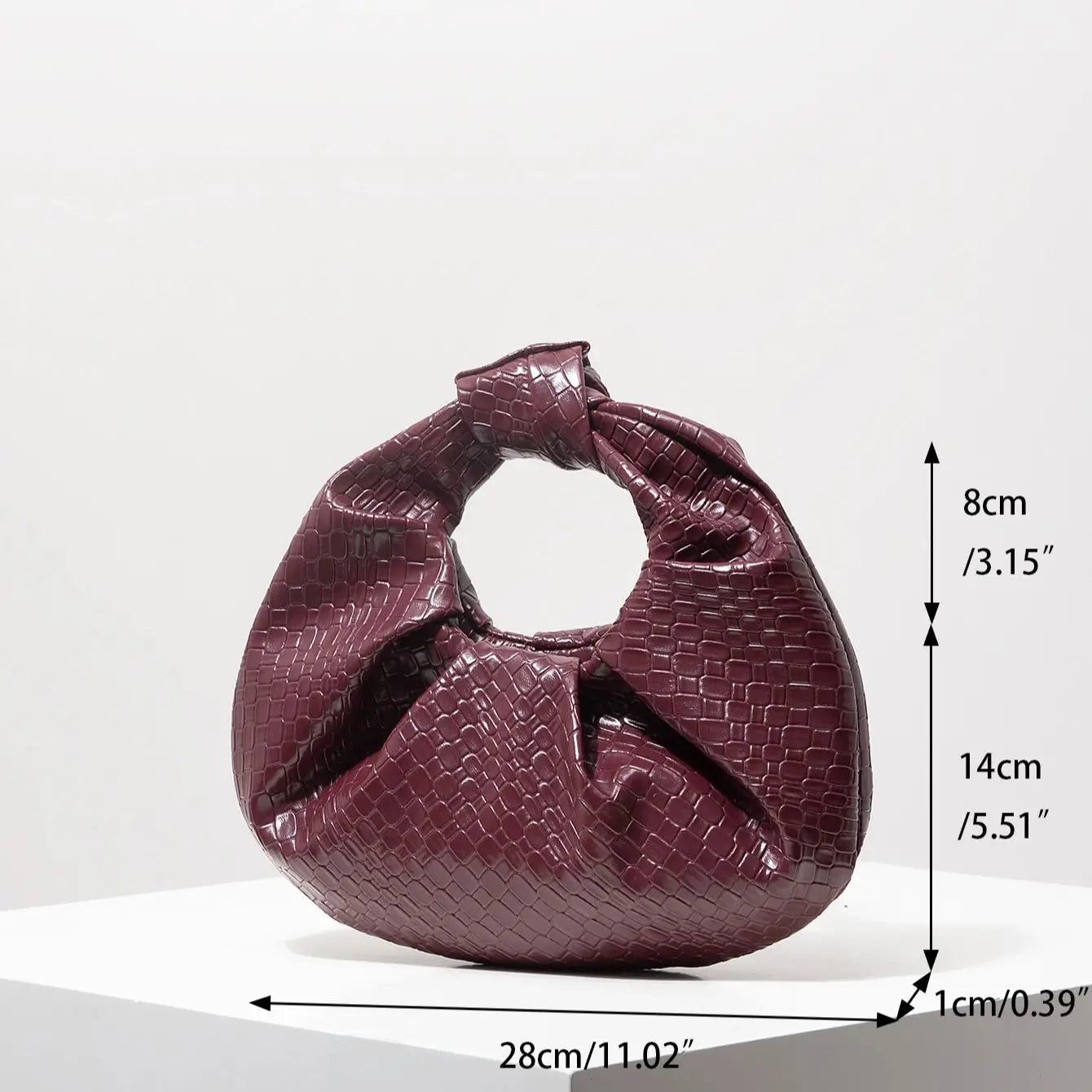 Demi | Croc Embossed Knotted Hobo Handbag