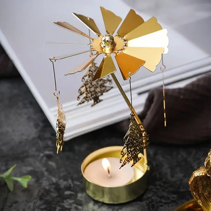 Eira | Spinning Gold Metal Rotating Tealight Candle Holder