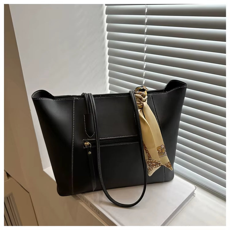 Vera | Scarf Detail Leather Tote Bag
