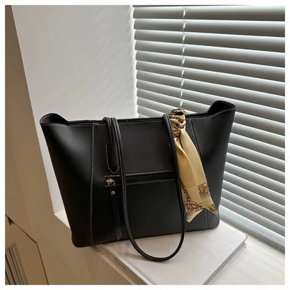 Vera | Scarf Detail Leather Tote Bag