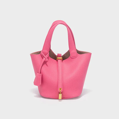 Ivy | Pebbled Faux Leather Mini Bucket Tote Bag