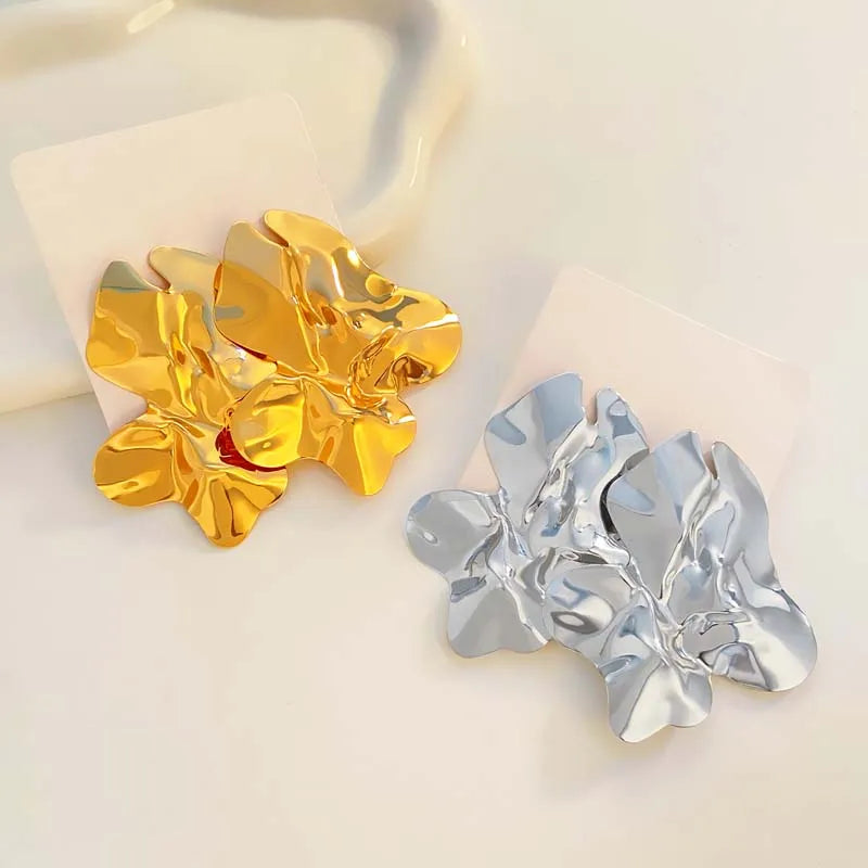 Ines | Sculptural Pleated Flower Stud Earrings