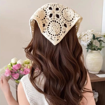 Edie | Crochet Triangle Boho Hair Scarf