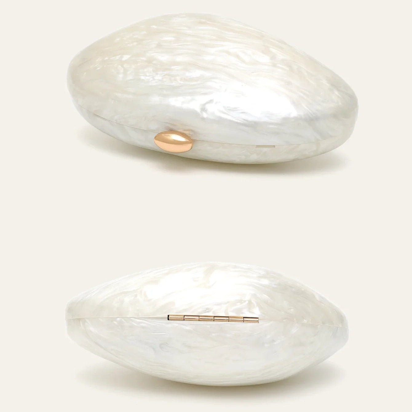 Maren | Oval Pearlescent Acrylic Shell Chain Clutch Bag