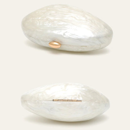 Maren | Oval Pearlescent Acrylic Shell Chain Clutch Bag