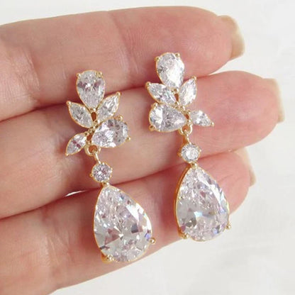 Vivienne | Teardrop Zirconia Bridal Crystal Earrings