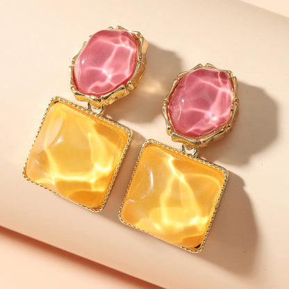 Willa | Marble Resin Square Drop Earrings