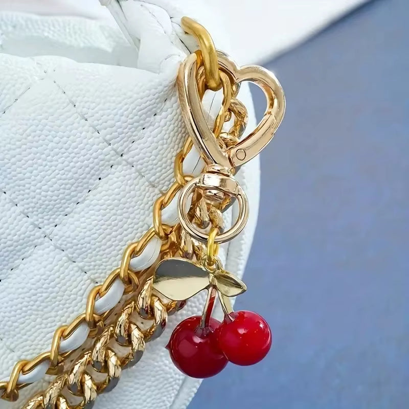Cora | Cherry Heart Clasp Bag Charm in Red