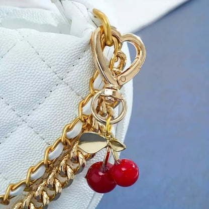 Cora | Cherry Heart Clasp Bag Charm in Red