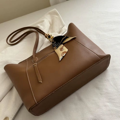 Vera | Scarf Detail Leather Tote Bag