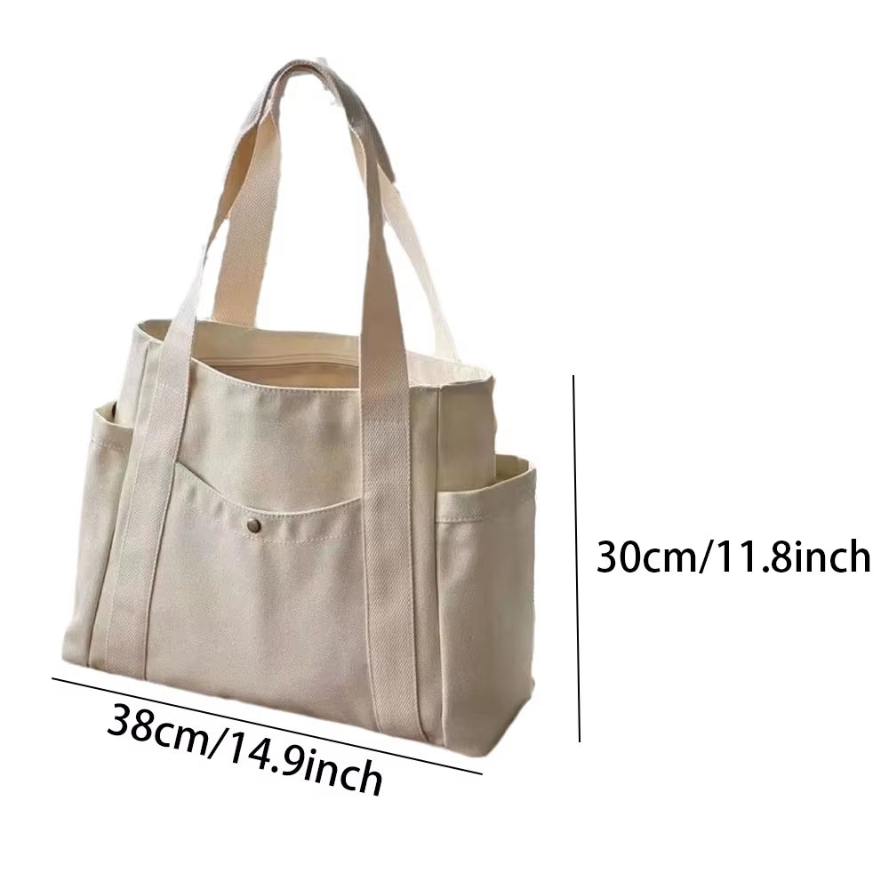Cleo | Multi-Pocket Commuter Canvas Tote Bag