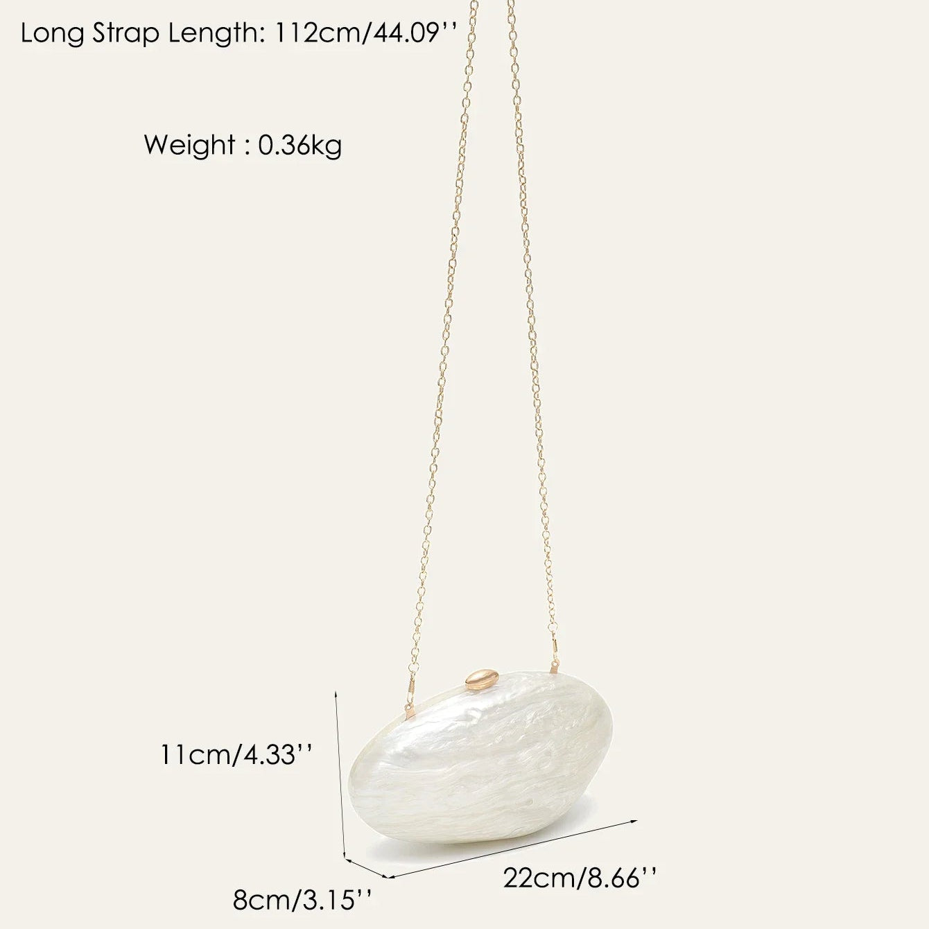 Maren | Oval Pearlescent Acrylic Shell Chain Clutch Bag