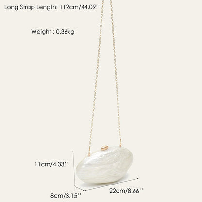 Maren | Oval Pearlescent Acrylic Shell Chain Clutch Bag