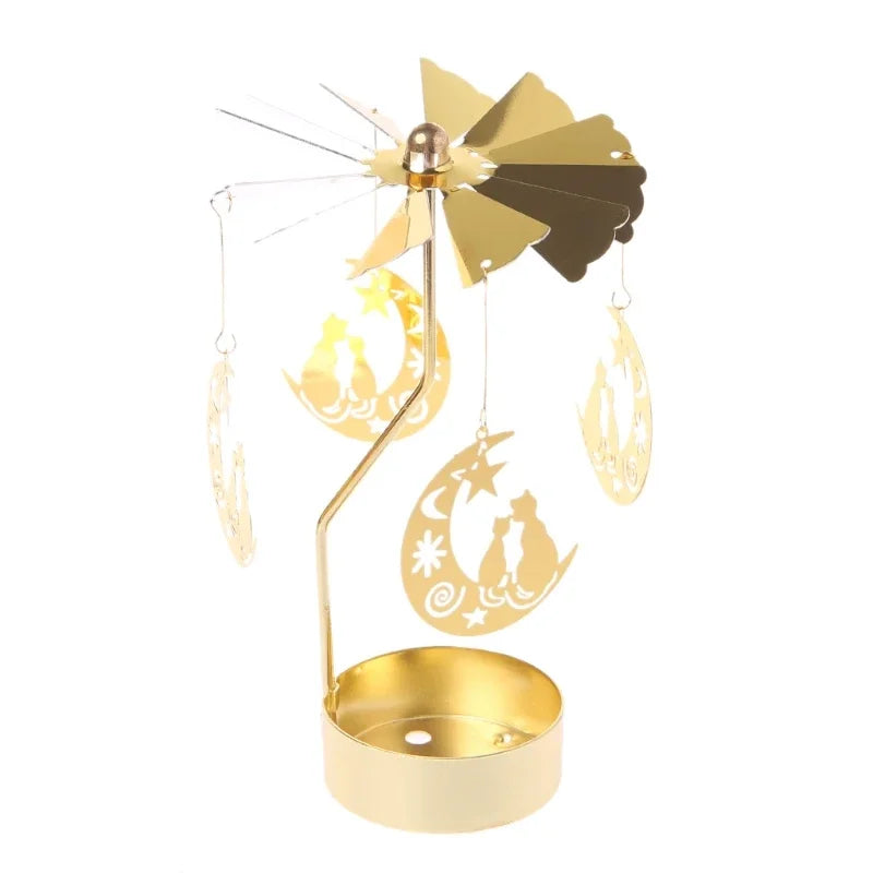 Eira | Spinning Gold Metal Rotating Tealight Candle Holder