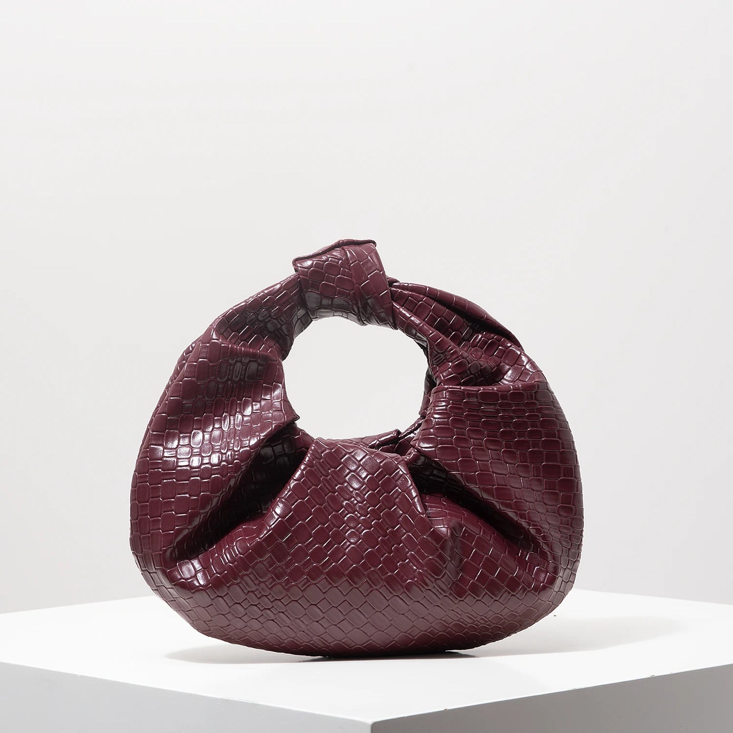 Demi | Croc Embossed Knotted Hobo Handbag
