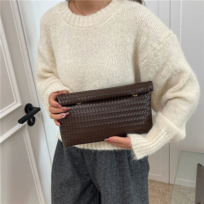Clara | Braided Woven Envelope Clutch Bag