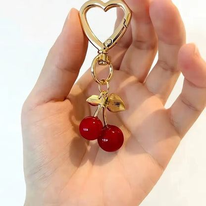 Cora | Cherry Heart Clasp Bag Charm in Red