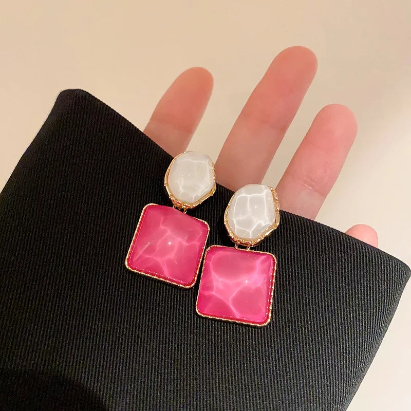 Willa | Marble Resin Square Drop Earrings