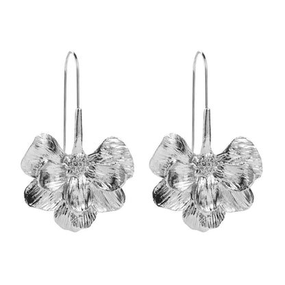 Rosalie | Long Hook Floral Drop Earrings