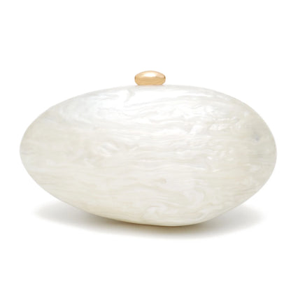 Maren | Oval Pearlescent Acrylic Shell Chain Clutch Bag