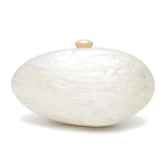 Maren | Oval Pearlescent Acrylic Shell Chain Clutch Bag