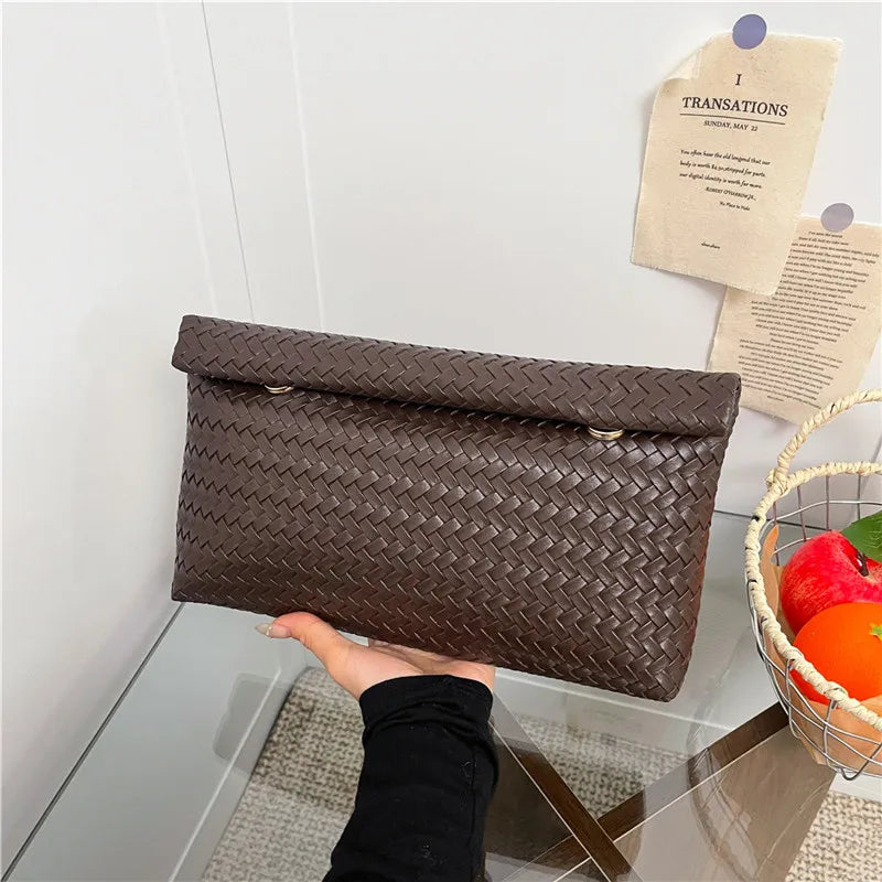 Clara | Braided Woven Envelope Clutch Bag